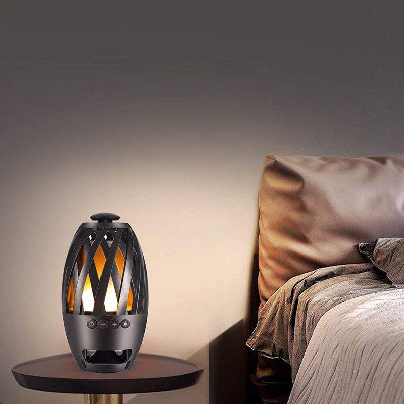 Outdoor Wireless Bluetooth Stereo Speakers Portable Music Player LED Flame Lamp